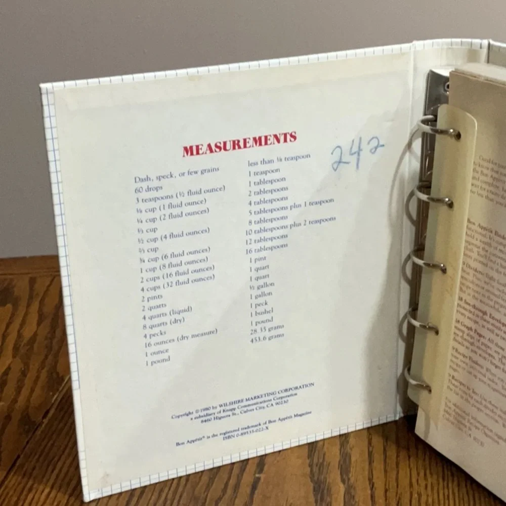 Vintage Bon Appétit Recipe Organizer